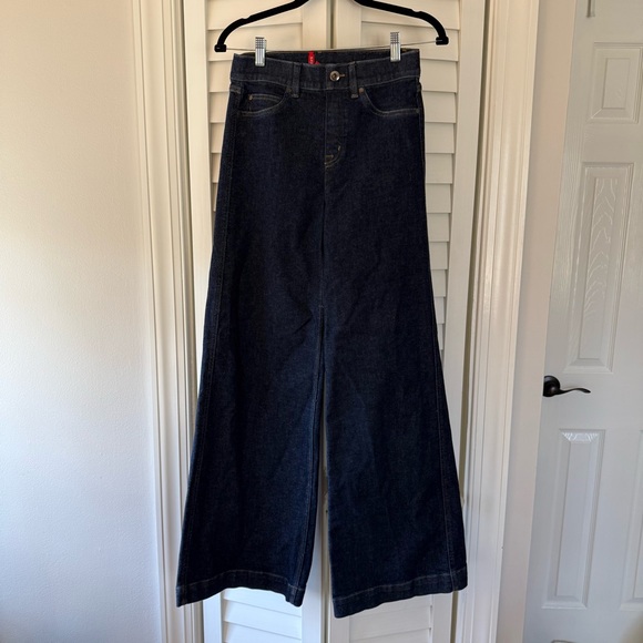 Spanx Pull-on Wide-Leg Dark Blue Jeans - Picture 3 of 4